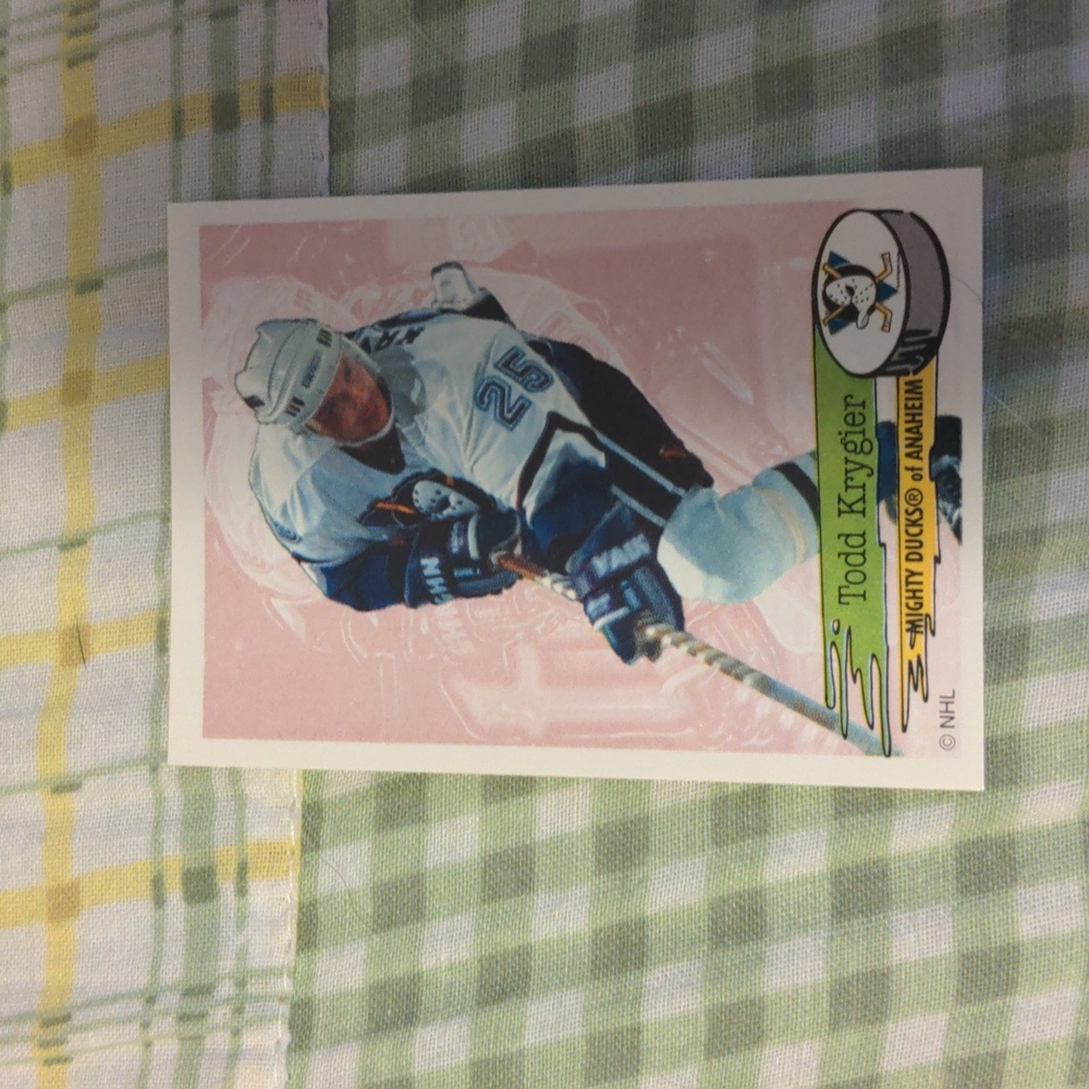 10 for $20 Todd Krygier Mighty Ducks of ANAHEIM 1995-95 NHL Hockey Sticker #226